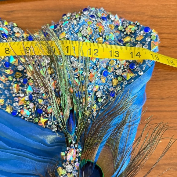 Jovani peacock fit and flair blue/green pageant dress size 2 - Picture 13 of 16